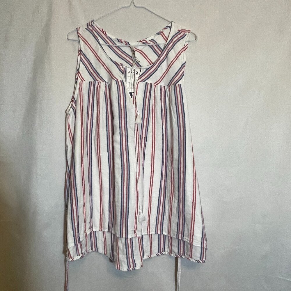 Seven 7 Women's Top Medium 100% Cotton Tank Red, White, Blue